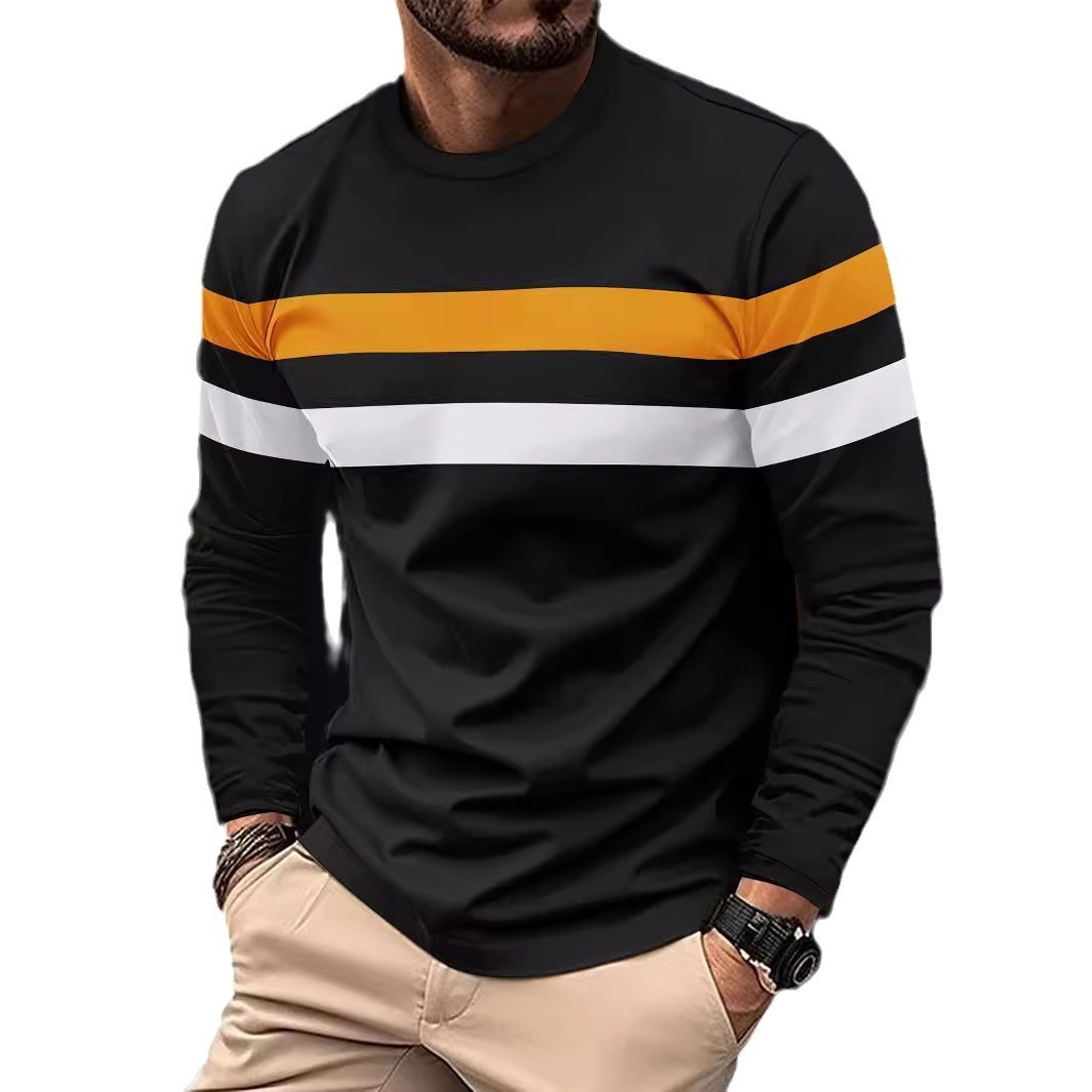 Men's Casual Round Neck Long Sleeve T-shirt Top - Image 5