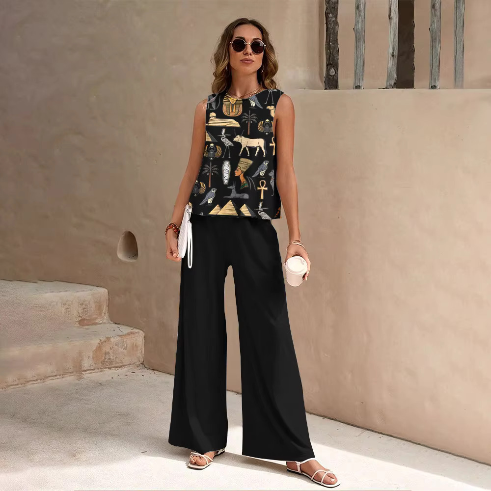 European And American Fashion Nation Geometric Vest Pants Suit - Image 6