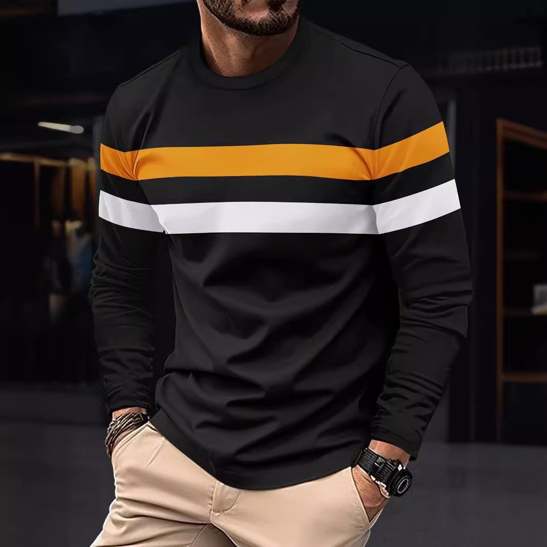 Men's Casual Round Neck Long Sleeve T-shirt Top - Image 6
